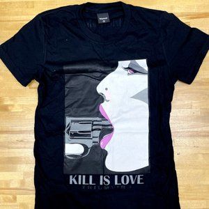 Triumvir Kill Is Love Graphic Shirt Black Womens Size Small Used